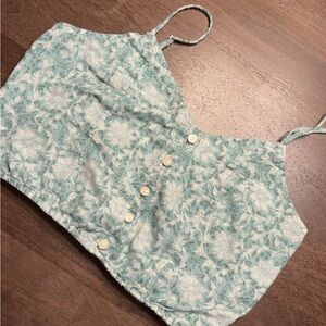 American Eagle Outfitters Light Blue Floral Crop Top